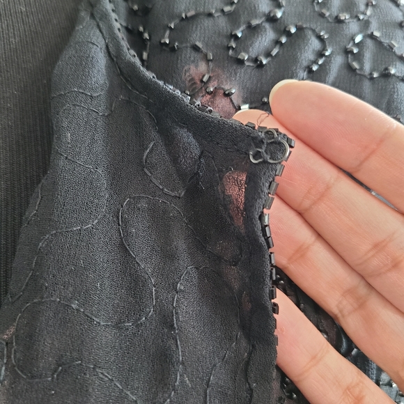 Black Beaded Sheer Cropped Jacket c.80s/90s - Picture 8 of 10